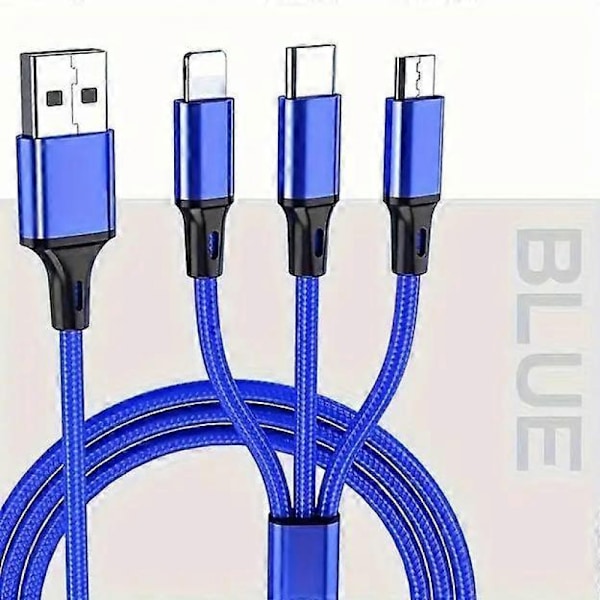 Snabb USB-laddningskabel för Samsung Universal 3-i-1 Multifunktionell Mobiltelefon Sladd Laddare Kabel Typ C (svart)