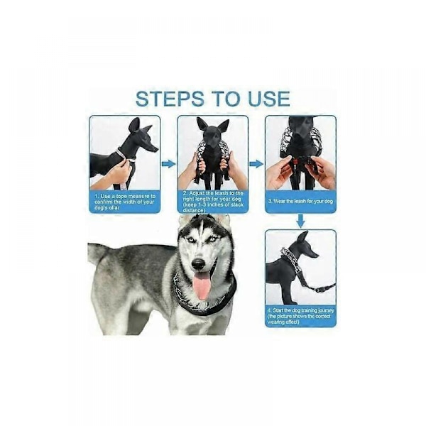 Hund-Träningshalsband med Taggar, Hundhalsband med Snäppspänne, Inget Drag-Hundhalsband för Medelstora och Stora Hundraser (4,0 mm, 60 cm)