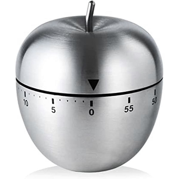Kreativ Köksklocka Mekanisk Timer Äpple Ägg Typ Timers 60 Minuter Studentstudie Matlagning Bakning Påminnelse (Färg : Silver)