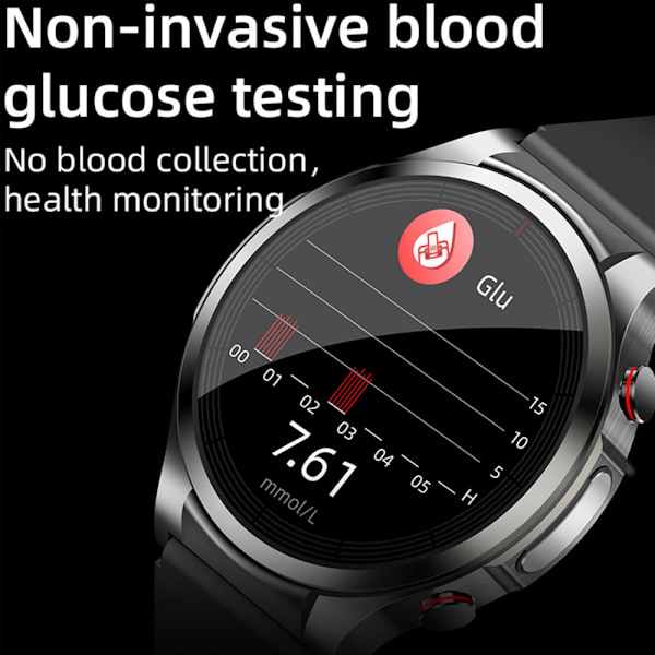 Monitor Klocka, Diabetisk Klocka Glukosmätare Tryck Puls Temperatur Sport Icke-invasiv Glukos W_l03