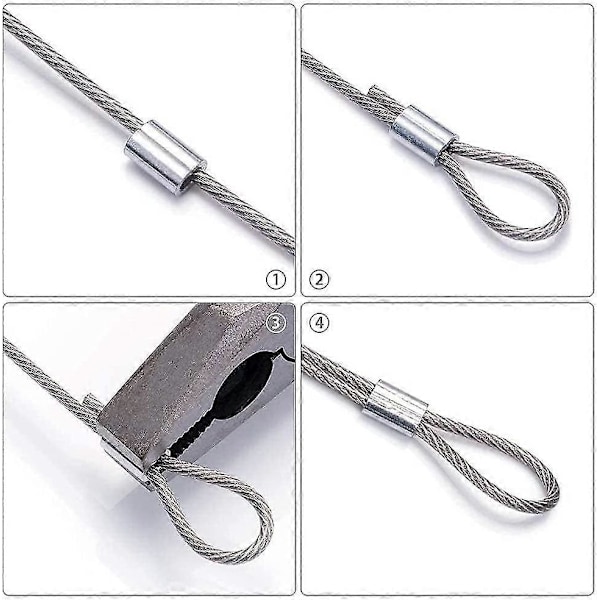 Betterlifefg-aluminium Kabelhylsa 100 st Aluminium Krymphylsor Loop Krymp Kabelklämma Hylsor I Dubbla Krymp Loop Klämmor Med Hylsor För Stål Ca