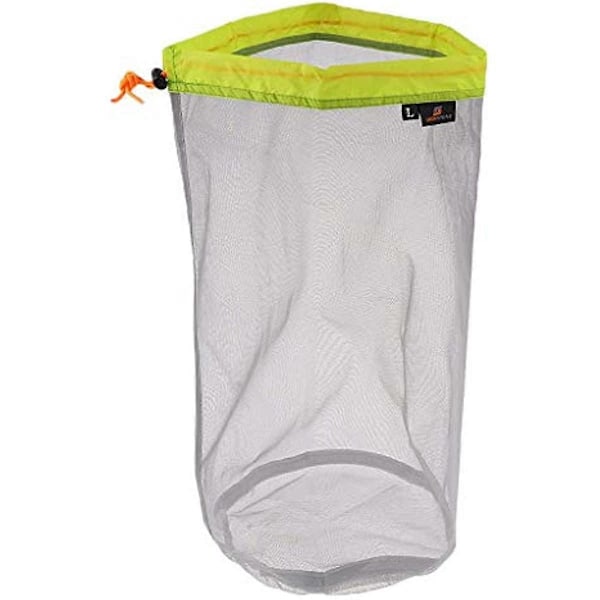 2 st Mesh Dragsko Förvaringsväska Nylon Glidande Återanvändbar Packpåse Meshväska för Leksaker Mat Resor Vandring Camping (XXL Svart+ L Grön)