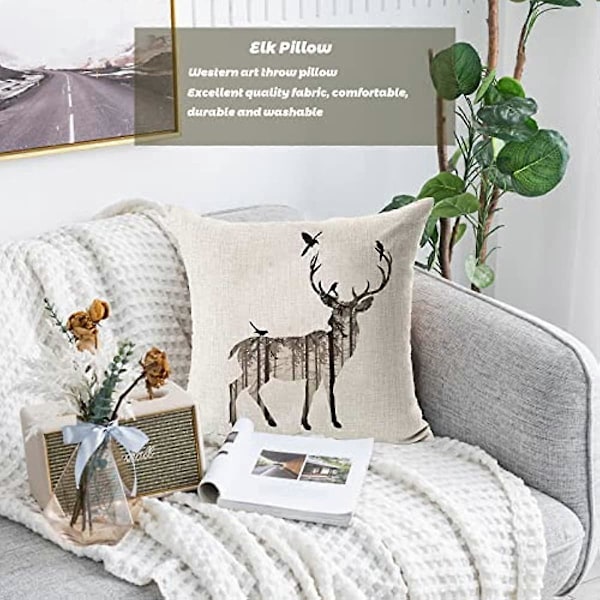 2 st Enkla Hjort Kuddfodral Soffa Säng Heminredning Prydnadskudde 45x45cm