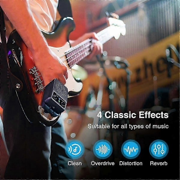 Mini Elektrisk Gitarrförstärkare 5W Portabel Gitarrförstärkare Bluetooth Inbyggd 4 Effekter Uppladdningsbar Liten Gitarrförstärkare för Övning