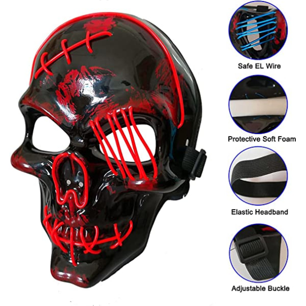 Halloween Skull Mask Helhuvud Skelett Biokemisk Mask Rosa