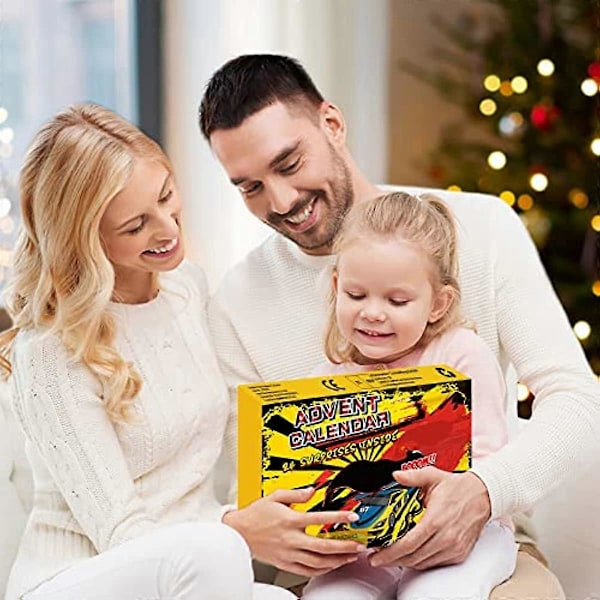 2022 Racing Jul Adventskalender 24 Dagar Med 24 Små Leksaks Retro Bilar Gåvor Överraskningskalender 24 Dagars Nedräkning Jul Adventskalender Visuell Timer f A1-yellow