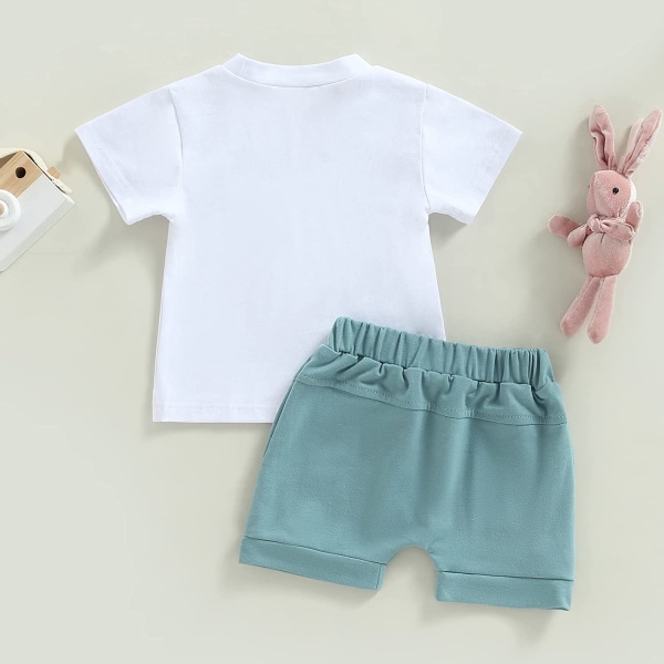 2ST Baby Boy Påsk Outfit Bunny Kortärmad T-Shirt Set Baby