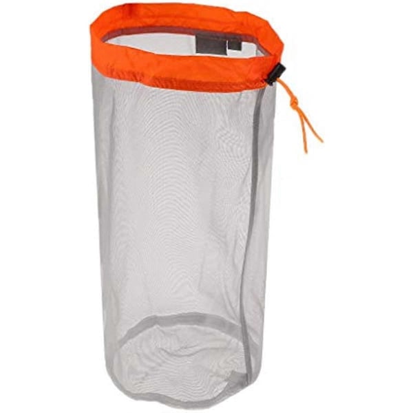 2 st Mesh Dragsko Förvaringsväska Nylon Glidande Återanvändbar Packpåse Meshväska för Leksaker Mat Resor Vandring Camping (M Orange)