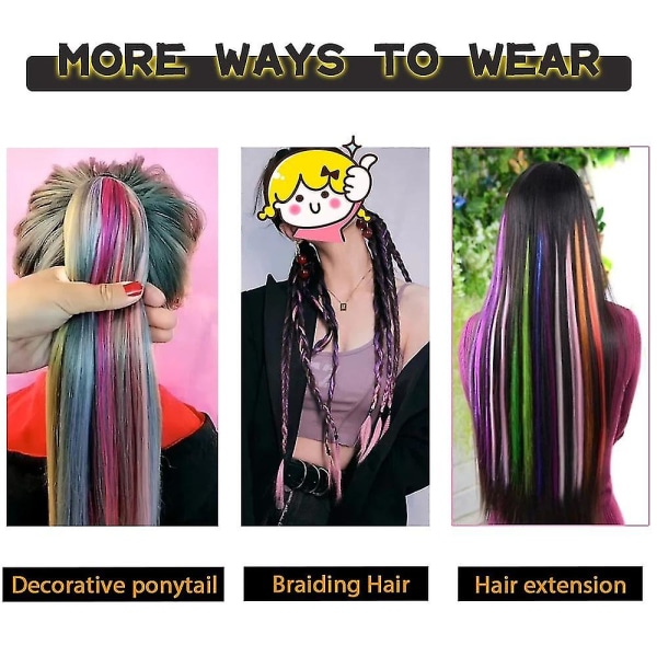 Clip On Hair Extension Three Color Ombre Hair Extensions 8-Svart 26 tum
