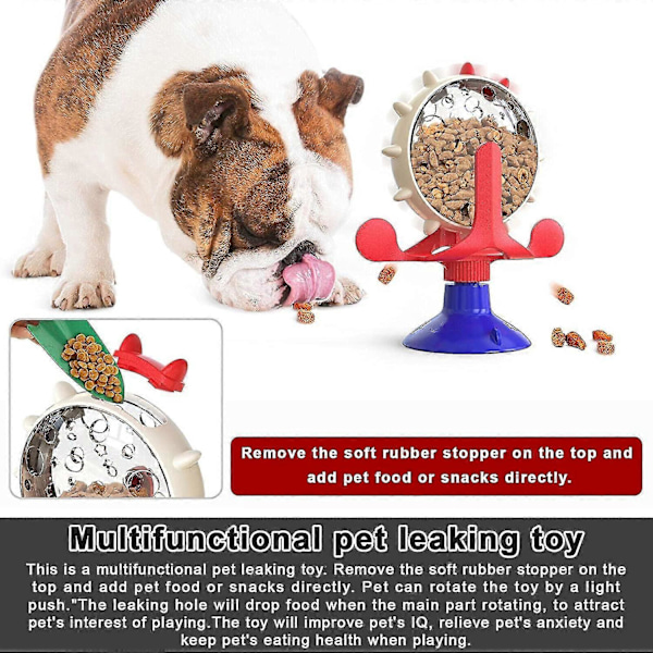 Läckande Mat Hund Leksaker Interaktiv Vädermölla Snurrande Leksak För Små Hundar Roterande Skivspelare Långsam Matare Husdjursmaterial blå+röd