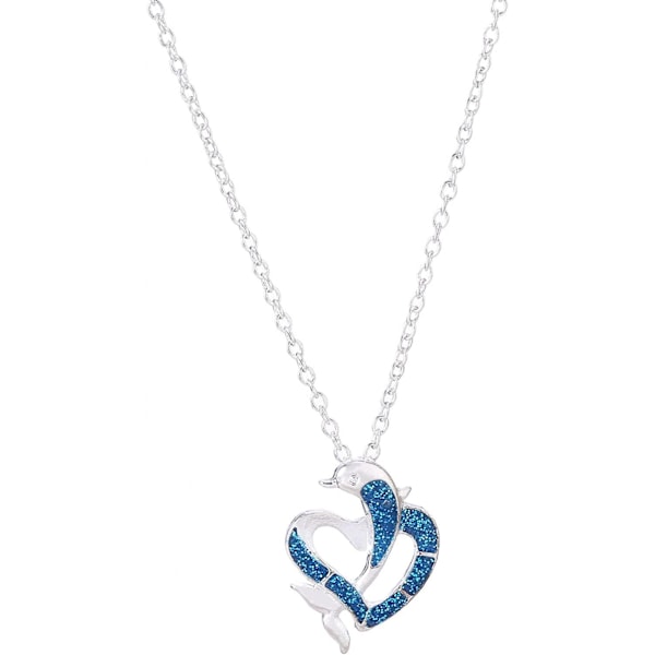 Skapad Opal Delfin Och Hjärta Halsband För Kvinnor Underbara Delfinsmycken Sött Stilfullt Simulerat Opal Halsband