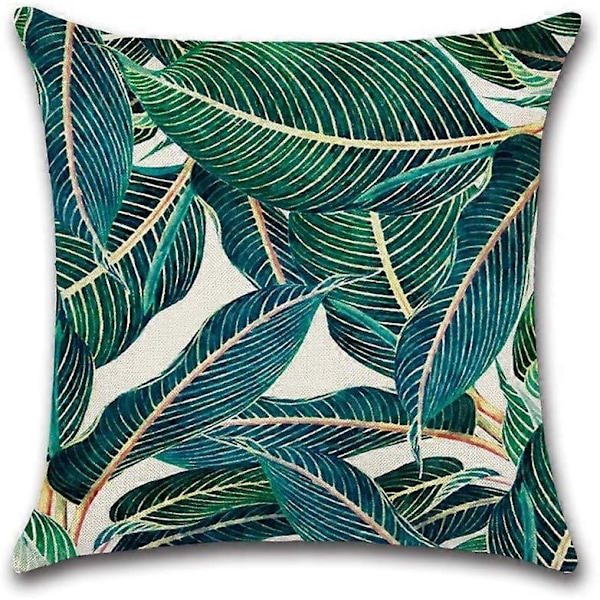 Suneast Tropiska Gröna Blad Kuddfodral Växt Blomma Palmblad Dekorativt Prydnadskudde Fodral Fyrkantigt Örngott för Hem Soffa Säng Vardagsrum Style 16