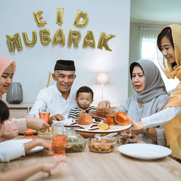 Ramadan Dessertbricka Eid Mubarak Trä Moon Star Tallrikar