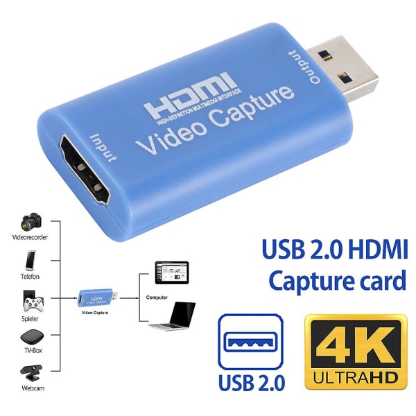 HDMI-kompatibelt USB 2.0-spel Video och ljud Grabber Card Full H