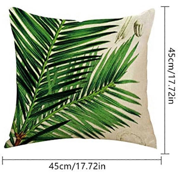 Suneast Tropiska Gröna Blad Kuddfodral Växt Blomma Palmblad Dekorativt Prydnadskudde Fodral Fyrkantigt Örngott för Hem Soffa Säng Vardagsrum Style 3