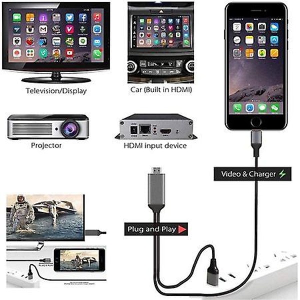 Apple Mfi-certifierad Lightning till HDMI-adapterkabel