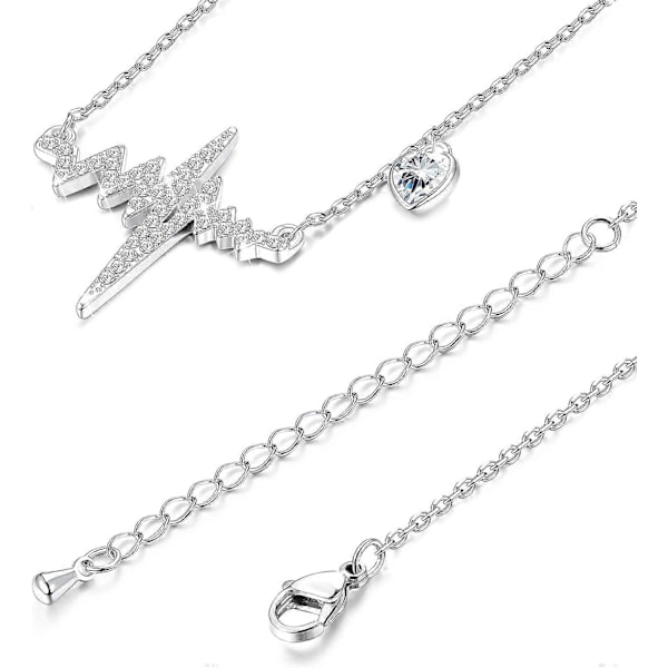 Kristallhjärtslags-halsband för kvinnor, hjärtformat kristallhänge, halsband, smycken, metall, ingen ädelsten