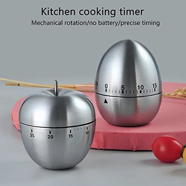 Kreativ Köksklocka Mekanisk Timer Äpple Ägg Typ Timers 60 Minuter Studentstudie Matlagning Bakning Påminnelse (Färg : Silver)