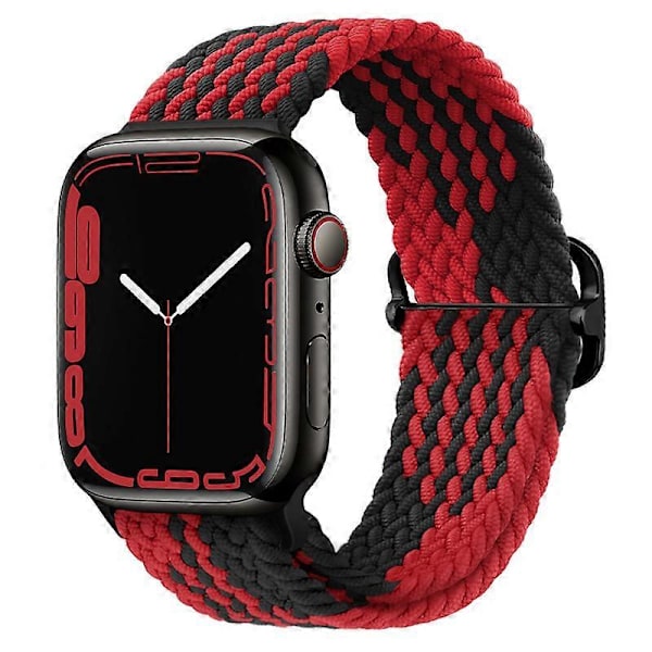 Armband Kompatibelt med Apple Watch Armband, 38 mm, 40 mm, 41 mm, för Män och Kvinnor, Justerbart Elastiskt Armband Kompatibelt med iWatch Series Red black 42 mm 44 mm 45 mm 49 mm