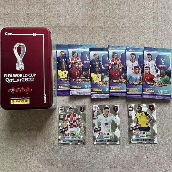 VM 2022 Qatar Football Star Card Panini Äkta 10Pack 80Pcs