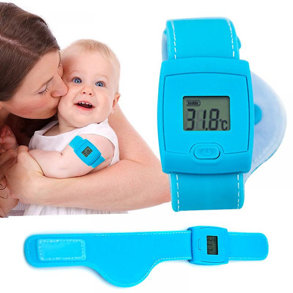 Digital Intelligent Bluetooth Termometer Smart Feber Temperaturarmband LCD-skärm för Barn Vuxna (Blå)