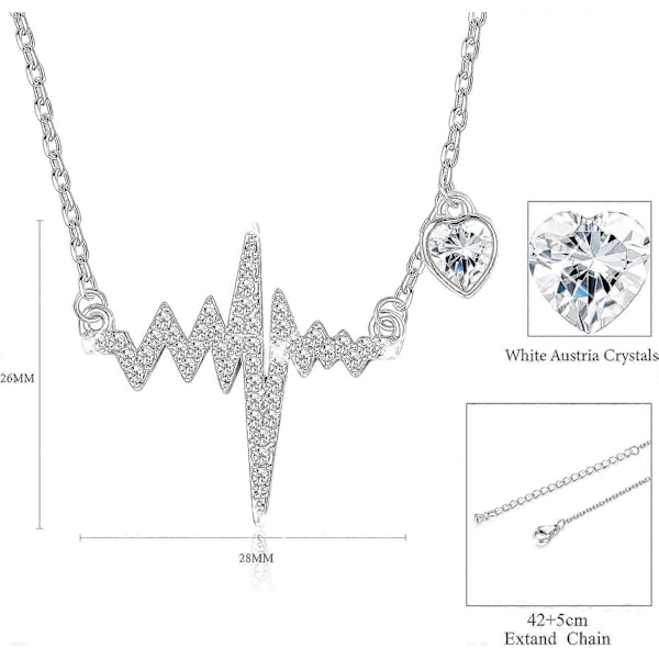 Kristallhjärtslags-halsband för kvinnor, hjärtformat kristallhänge, halsband, smycken, metall, ingen ädelsten