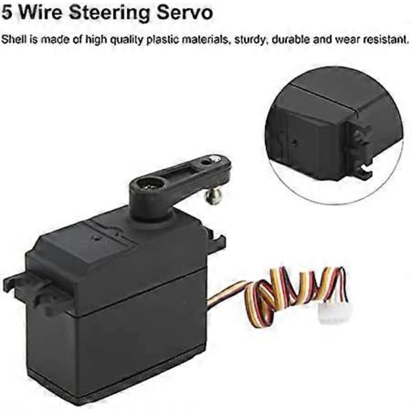 5-tråds Servo med Arm Lätt att Installera 1040011923 Styrservo Stark Plast Uppgraderad för 110 RC Bil för Wltoys 104001