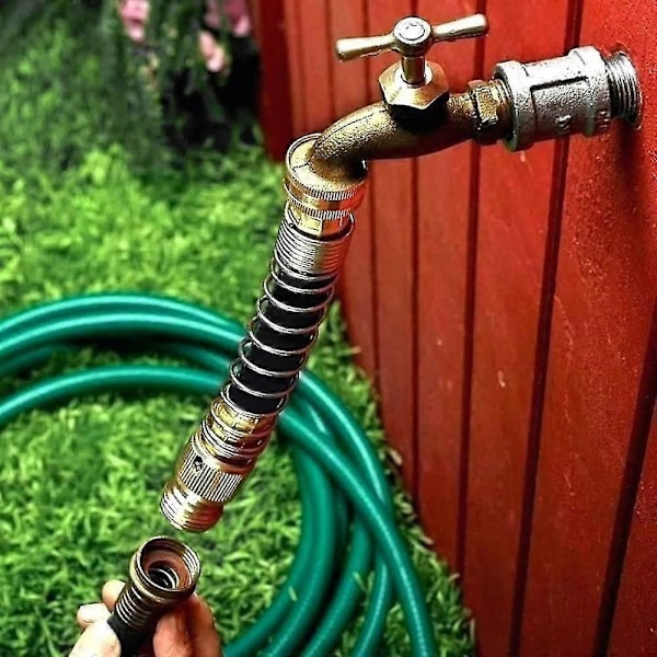 Trädgårdsslang Förlängningsadapter, med spiralfjäder Lätt att ansluta och installera slangkoppling för att undvika slangveck