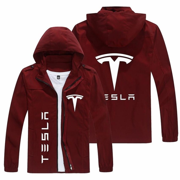 Tesla-logotyp huvjacka för män Populärt print Casual