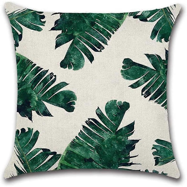 Suneast Tropiska Gröna Blad Kuddfodral Växt Blomma Palmblad Dekorativt Prydnadskudde Fodral Fyrkantigt Örngott för Hem Soffa Säng Vardagsrum Style 35