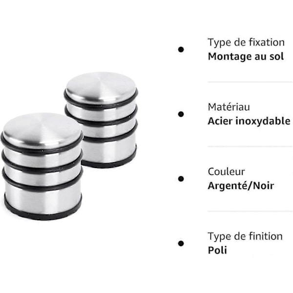Dörrstopp i rostfritt stål, 7*8cm (lxh)| Dörrkil 1 kg för tunga dörrar - Design Rostfritt stål Halkfri Bumper för hala golv - Set med