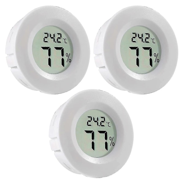 3 st Mini Rund Hygrometer Termometer Digital LCD Monitor Mätare Inomhus Present