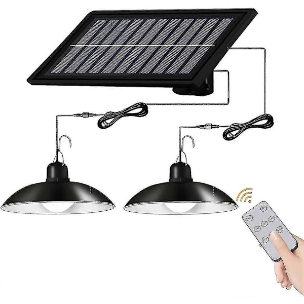 Solcellsdriven hänglampa inomhus IP65 vattentät lampa för korridor utomhus skjul lada lusthus Double head