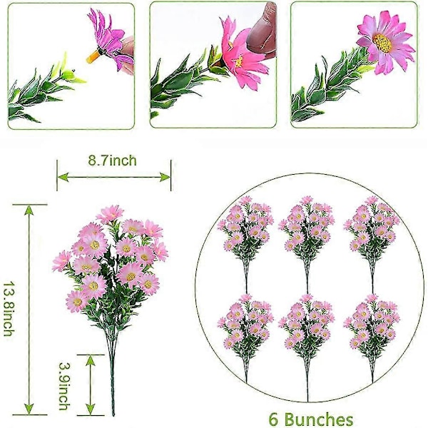 Set med 6 konstgjorda prästkragar - Konstgjorda prästkragar utomhusblommor falska