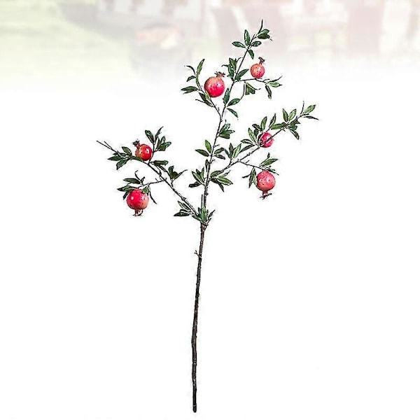 1 st konstgjord granatäpplefrukt verklighetstrogen simuleringsblomma bär dekorativ falsk grön växt för hem sovsal kontorsinredning (rosig)
