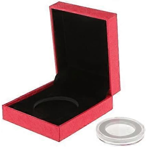 Tenlacum Elegant Enkel Mynthållare Display för 38MM Minnesmynt Presentförpackning Röd
