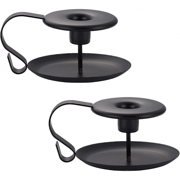Set med 4 Ljusstakar Matt Järn Svart Avsmalnande Ljusstakehållare Bordsdekoration Kandelaber Bröllop Middagsfest för 098 Tum Ljus &amp; L Set of 2