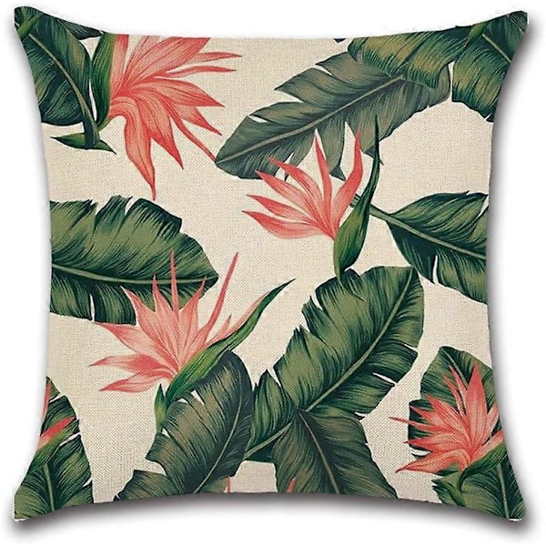 Suneast Tropiska Gröna Blad Kuddfodral Växt Blomma Palmblad Dekorativt Prydnadskudde Fodral Fyrkantigt Örngott för Hem Soffa Säng Vardagsrum Style 36