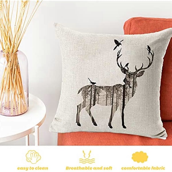2 st Enkla Hjort Kuddfodral Soffa Säng Heminredning Prydnadskudde 45x45cm