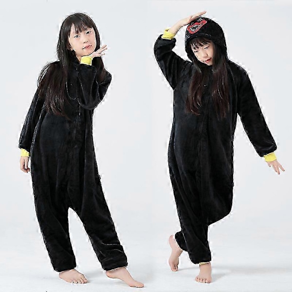 Flanellpyjamas för vuxna damer och herrar med dinosauriemotiv, söt djurpyjamas, matchande familjepyjamas för hemmabruk och uppträdanden, höst och vinter Black Bobby L