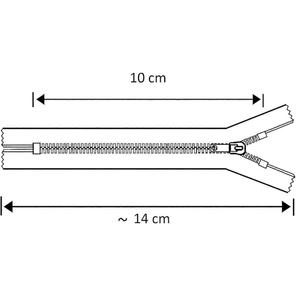 C61493 - Paket med 10 Dragkedjor/blixtlås N4 Icke-separerbara 10 cm I Metall Med Enkel