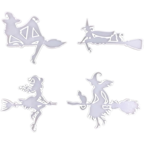 Merrwon Halloween Silikonformar Häxor Måne Epoxiharts DIY Hantverk Tillverkning Hänge Harts Gjutformar Kit för Halloween Dekoration 4 Witches