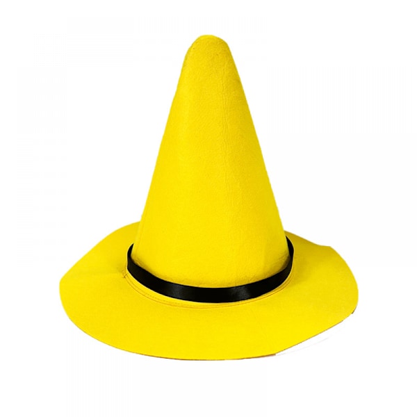 Halloween Häxhatt Spetsig Gul Filt Trollkarl Hatt Stor Brätte Utklädnad Hatt Cosplay