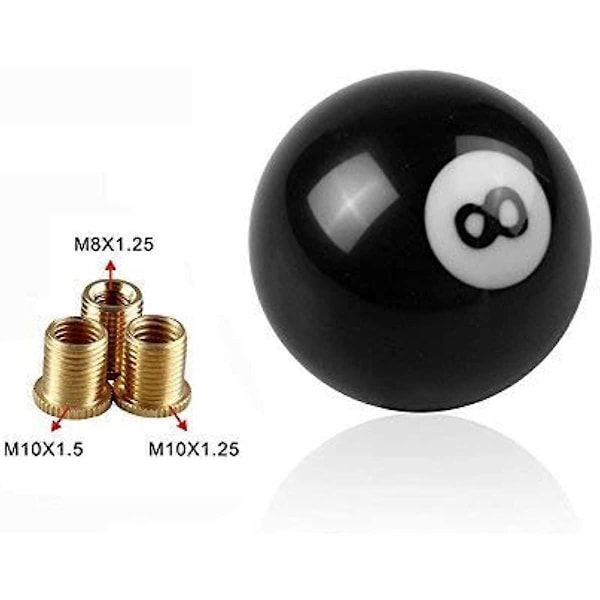 Växelspaksknopp Manuell Växelspak Rund Kula 8-boll Universal 4 5 6 Växlar med 3 Adaptrar Svart