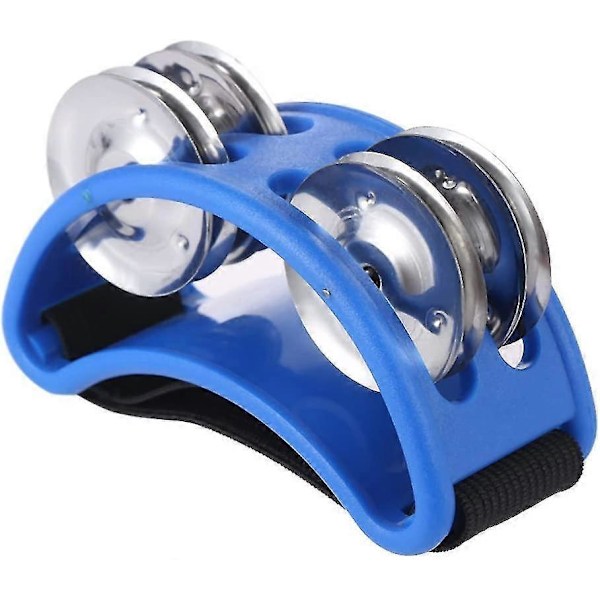 Tamburin för gitarrpercussion med metallklockor för trumtillbehör instrument (blå)