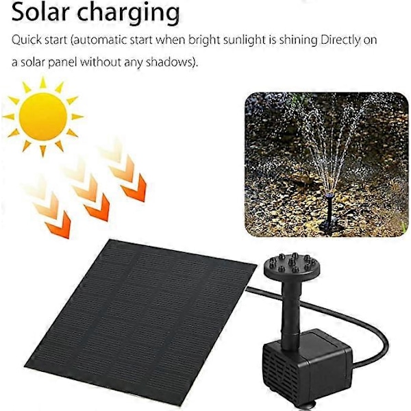 1.8W Solarpump Vattenfontän för Fågelbad Solenergi Fontäner Utomhus Trädgårdsdamm Fontän för Liten Pool, Uteplats (Fyrkantig) och Akvarium