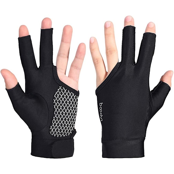 Exceart 1 Par Snookerhandskar Anti-halk Tre Fingrar Biljardhandskar Elastiska Andningsbara Snookerkö Sportshandskar För Kvinnor Män (svart) (medium) Black M