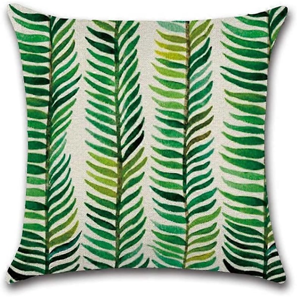 Suneast Tropiska Gröna Blad Kuddfodral Växt Blomma Palmblad Dekorativt Prydnadskudde Fodral Fyrkantigt Örngott för Hem Soffa Säng Vardagsrum Style 2