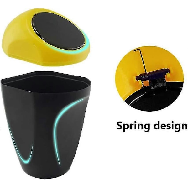 2-pack Mini Soptunnor för Bil, Hem, Kontor Skräpförvaring (gul, blå)