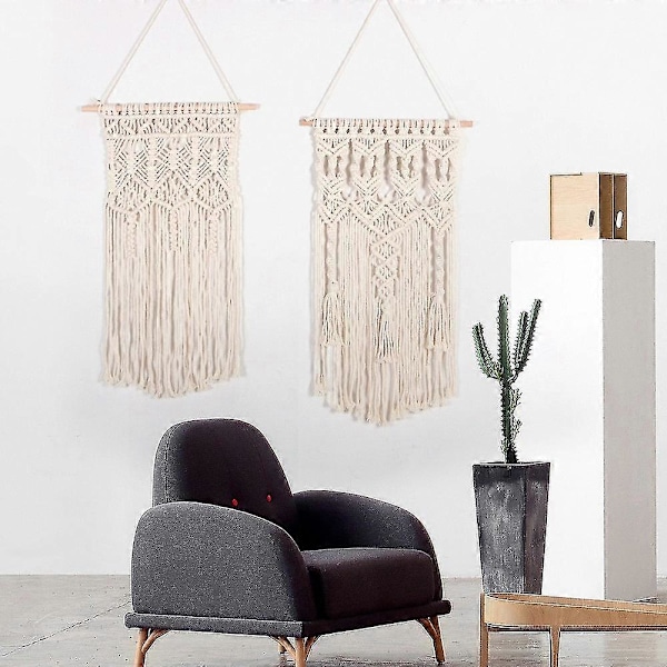 Makramé Vävd Väggbonad Boho Chic Bohemisk Hem Geometrisk Konst Dekor - Vacker Lägenhet Sovsal Rum Dekoration, 75cm (l) X 35cm (b)